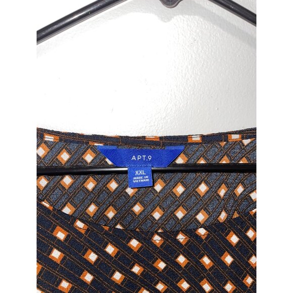 Apt. 9 Womens Geometric Print Blouse XXL Black & Orange - Picture 3 of 8